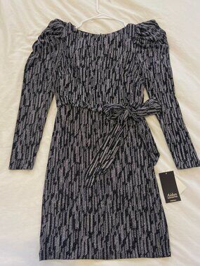 NWT Metallic Puff Sleeve Sequin Dress Aidan Mattox Size 0